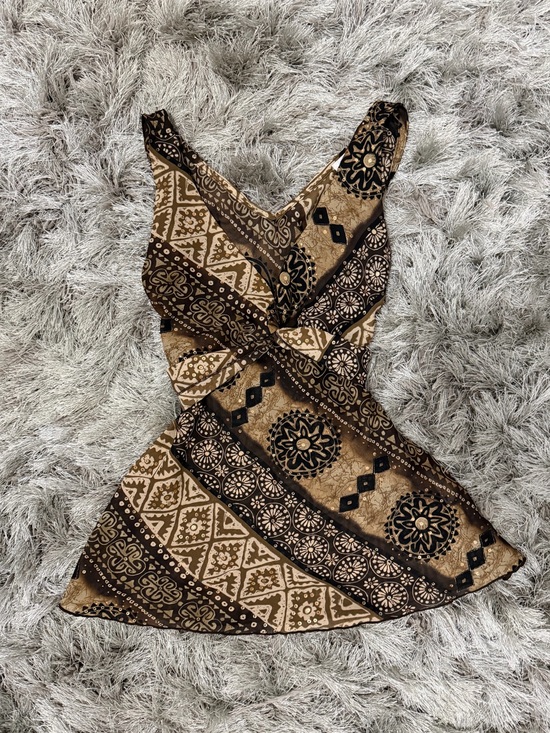 Byer California Tops - Vintage Y2K Byer California Brown & Black Patterned Top